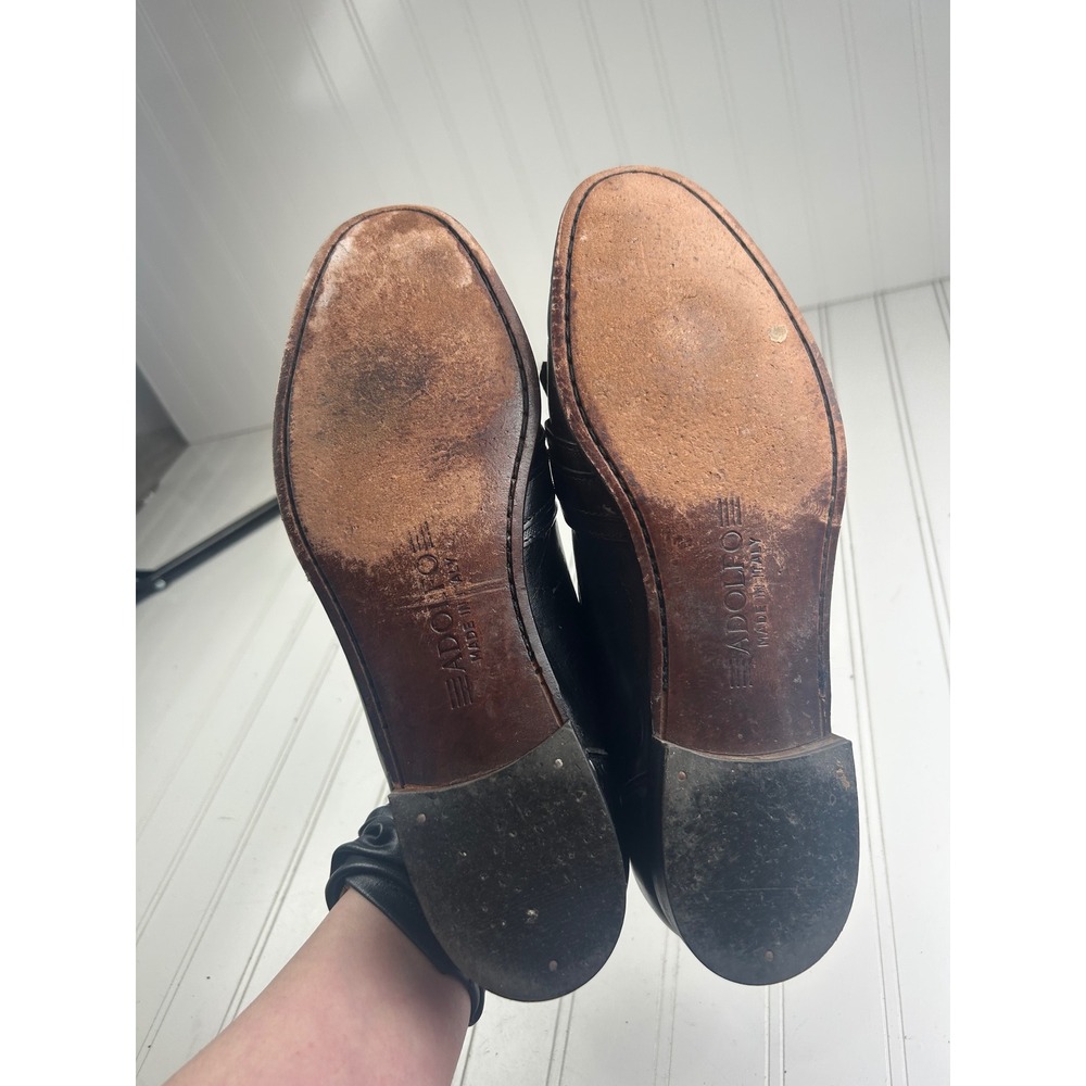 Adolfo Vintage Black Leather Kiltie Loafers Made in Italy Men's Size 11 - Picture 8 of 13